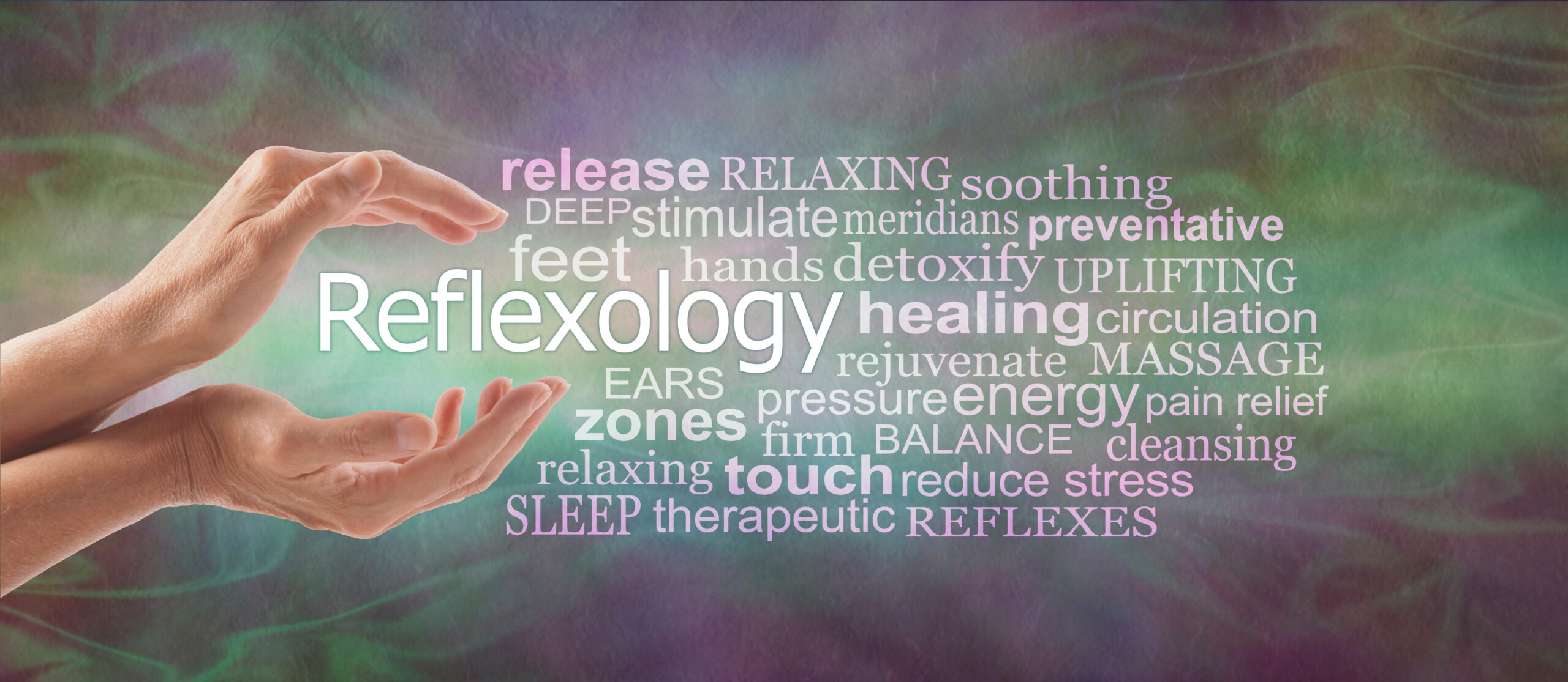 Reflexology,Descriptive,Word,Tag,Cloud,Banner,-,Female,Cupped,Hands